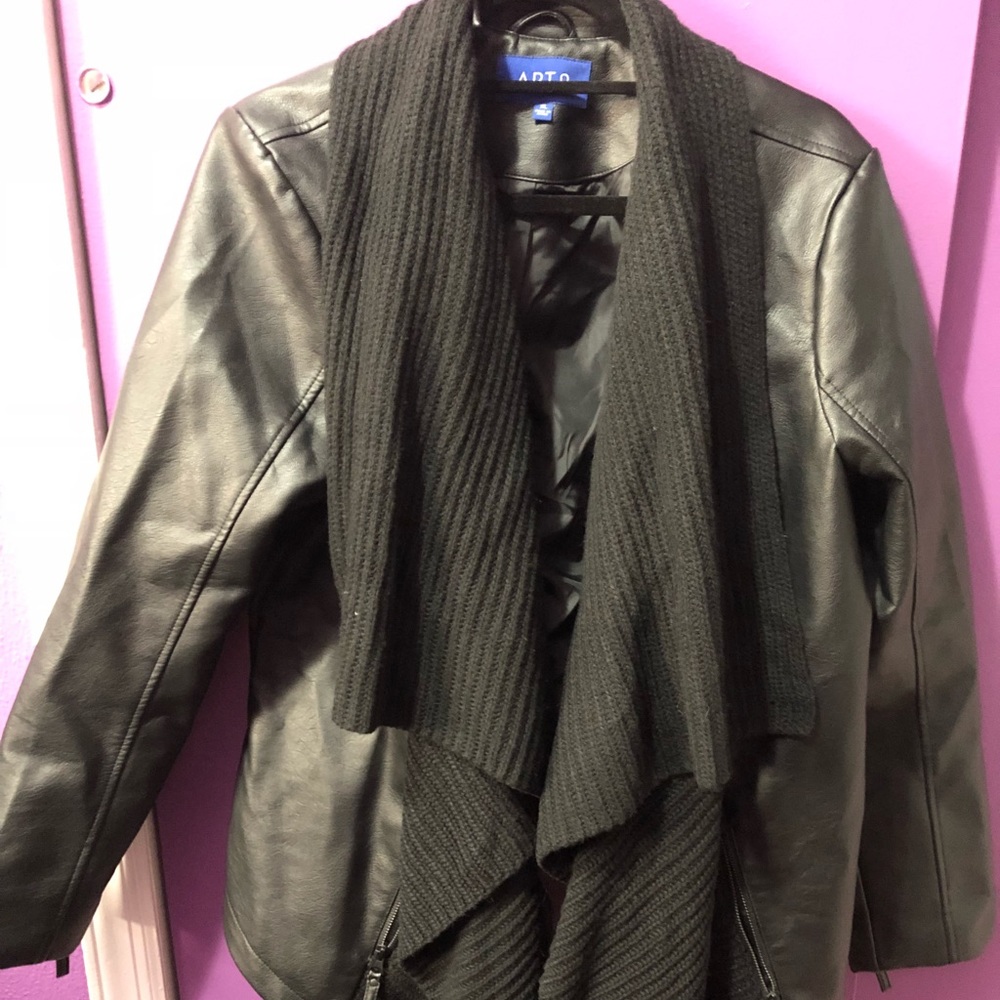 Women’s Apt. 9 Faux Leather Jacket with Knit Front